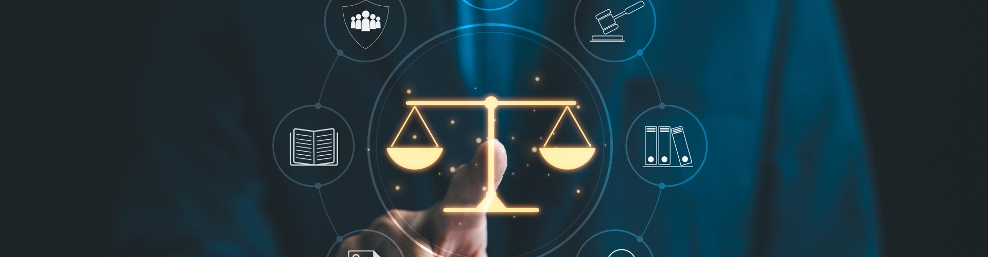 Photo of person pointing at legal scales