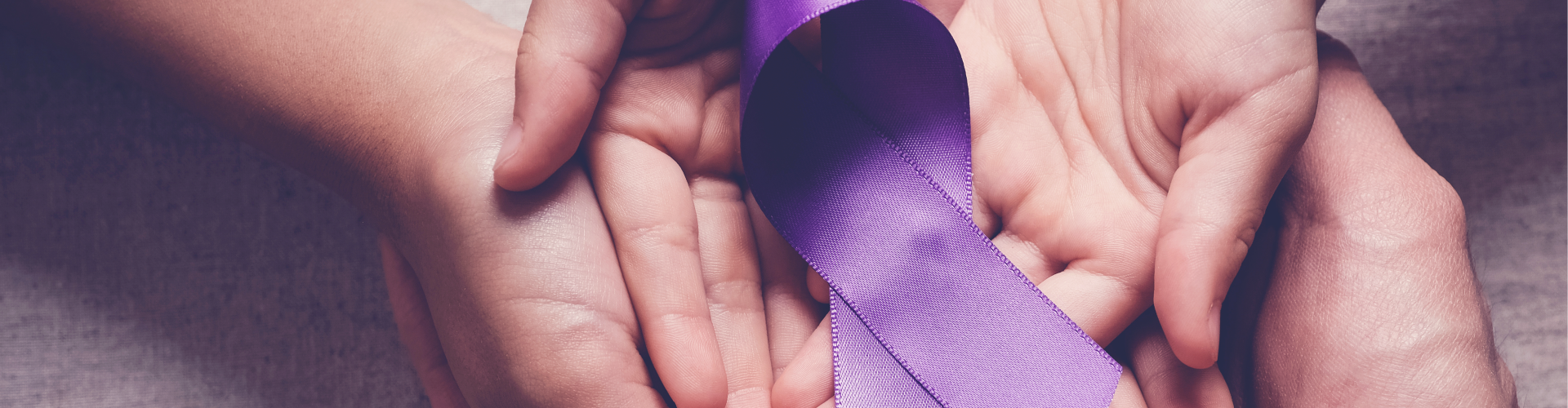 Hands with Purple Ribbon