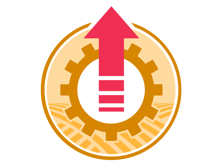 Performance and Business Excellence division icon depicting a red arrow pointing up