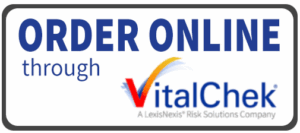 Logo for Vital Chek reading "Order Online through VitalChek"